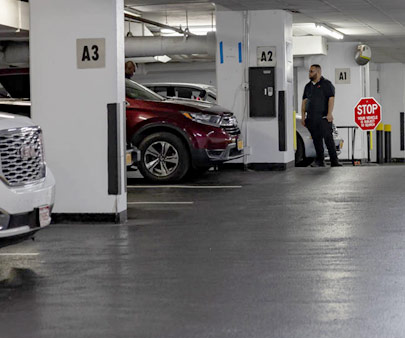 SP+ workers at a parking garage